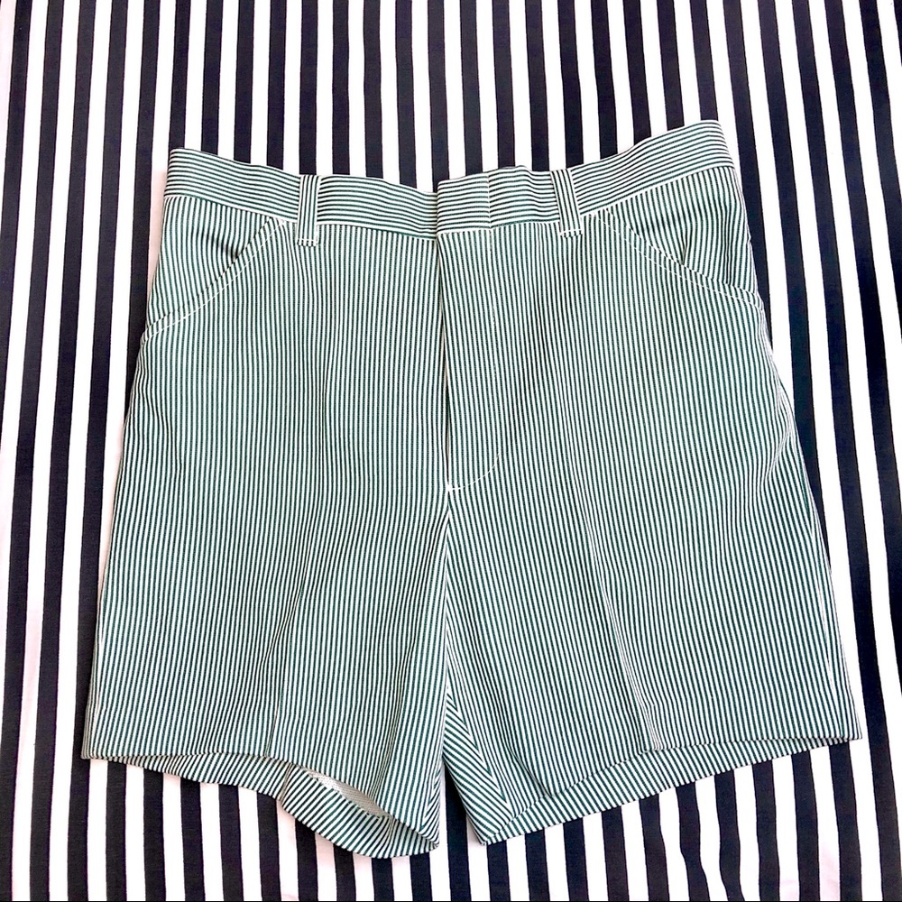 VINTAGE 70s Haband of Paterson Men’s Shorts Pinstripe White and Green Shorts